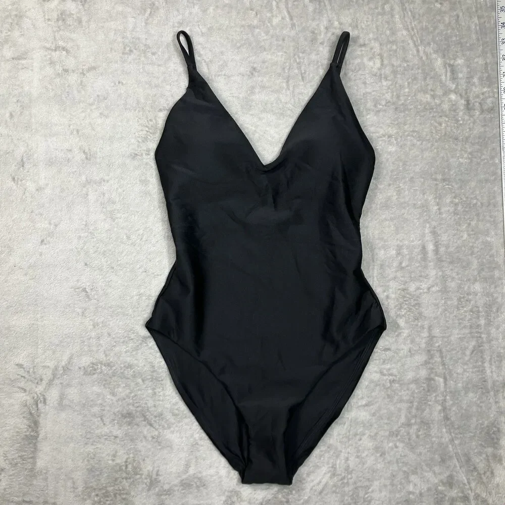 J Crew Lana Classic Sculpt One-Piece Womens 10 Black Luxe Minimalist Chic CI367